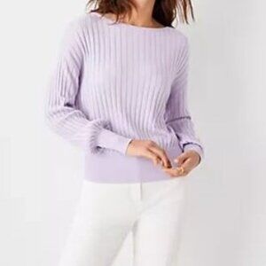 ANN TAYLOR Ribbed long Sleeve Sweater In Lavender size medium